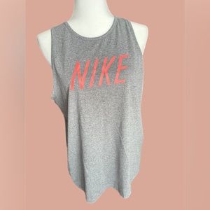 NIKE Women’s Grey Tank Top with Peach Colored Letters Size L
